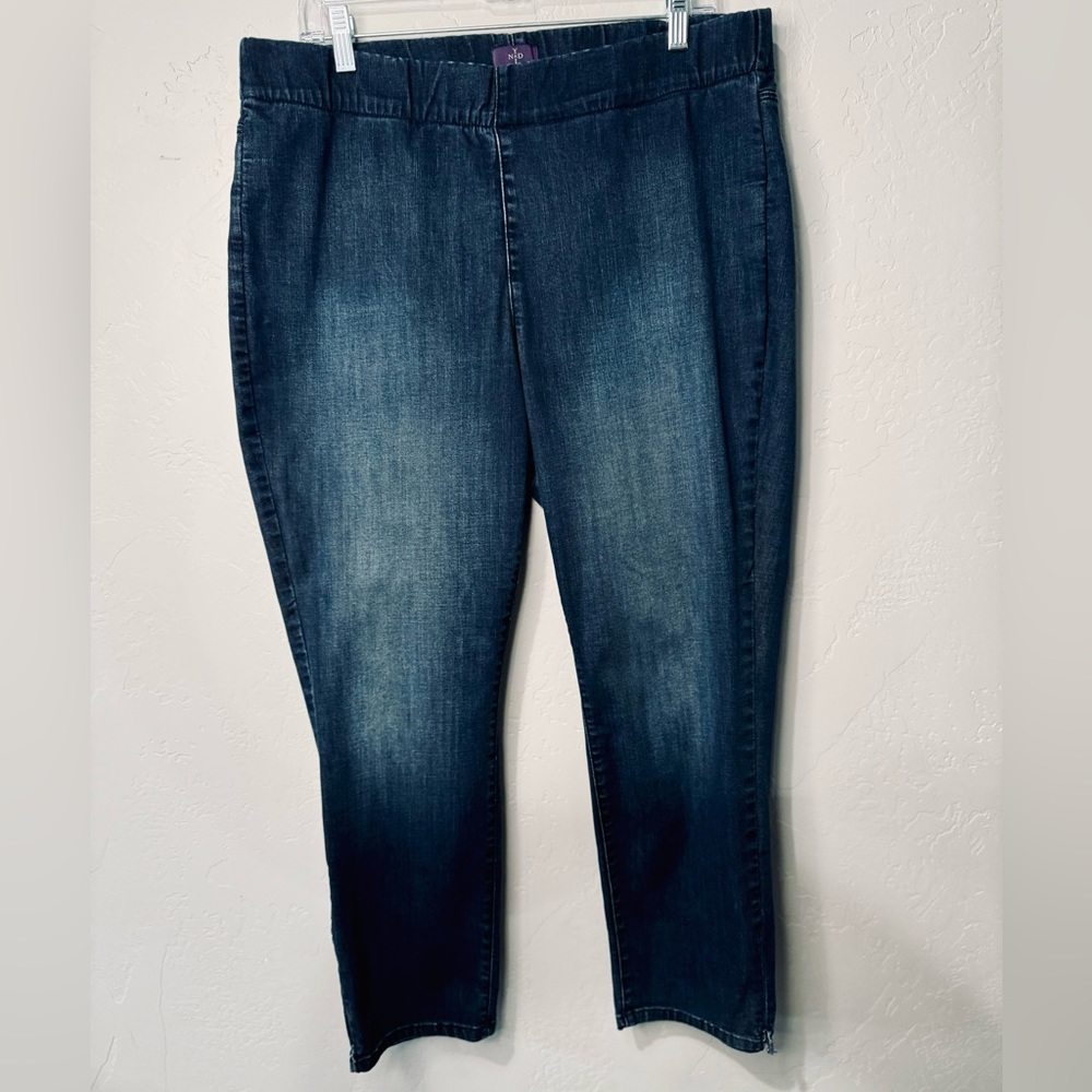 NYDJ Pull-On Jeans Straight Leg Fit Stretch Dark Wash High-Rise Denim SZ 16W - Picture 4 of 15